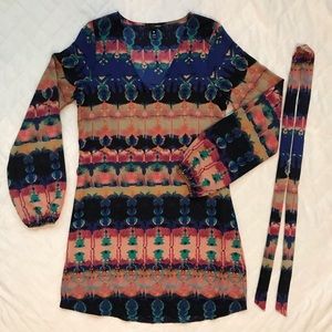 Aqua belted shift dress